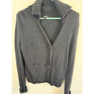 Prive Cashmere Cardigan Sweater Womens Small Gray 100% Cashmere Double Breasted